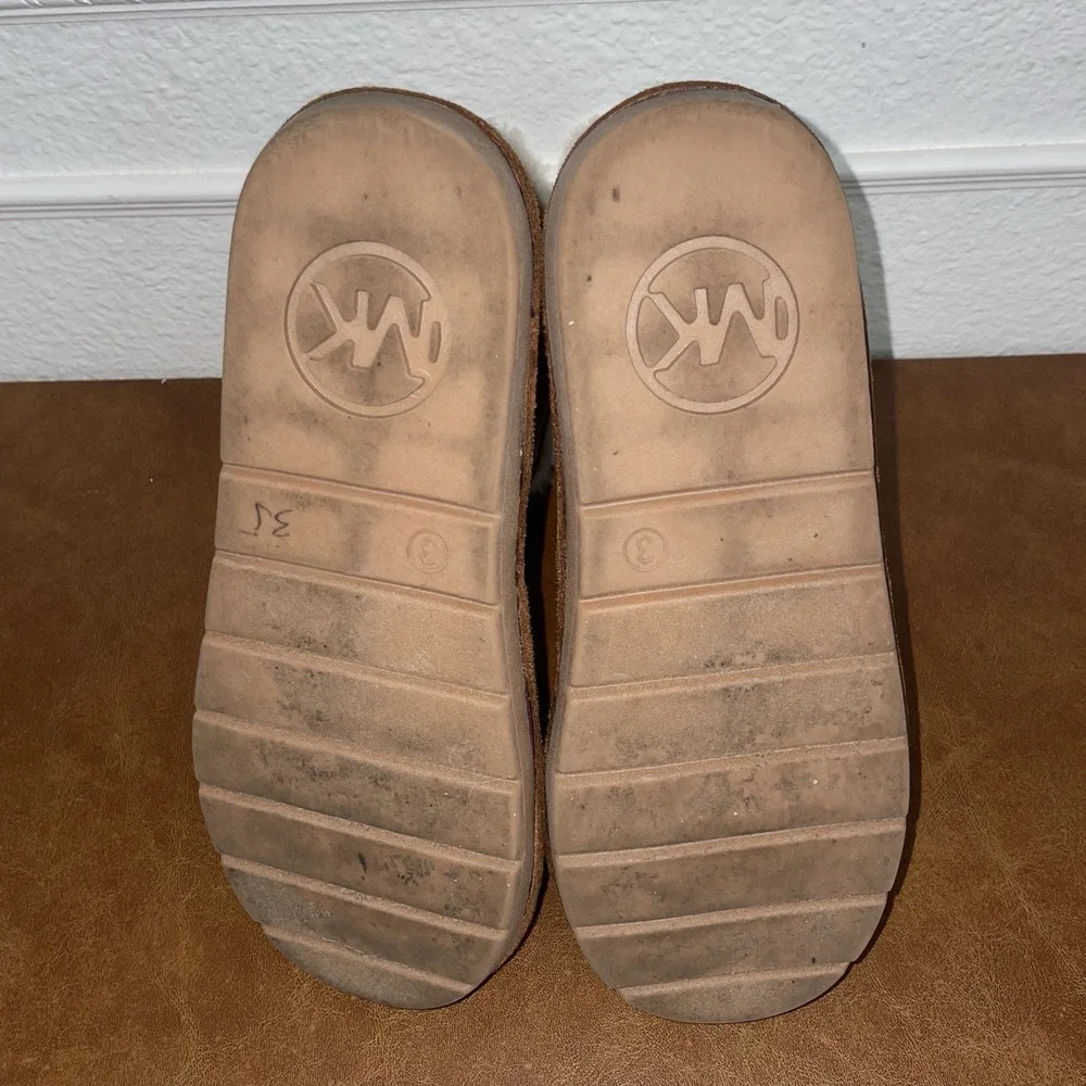 Michael Kors MK Logo Print Winter Boots Faux Fur Zip Up Girl's Size:‎ 3